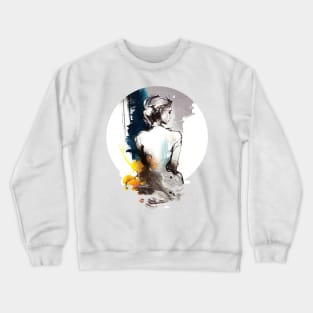 A clothed Woman Sitting viewed from behind, Silhouette Painting Crewneck Sweatshirt